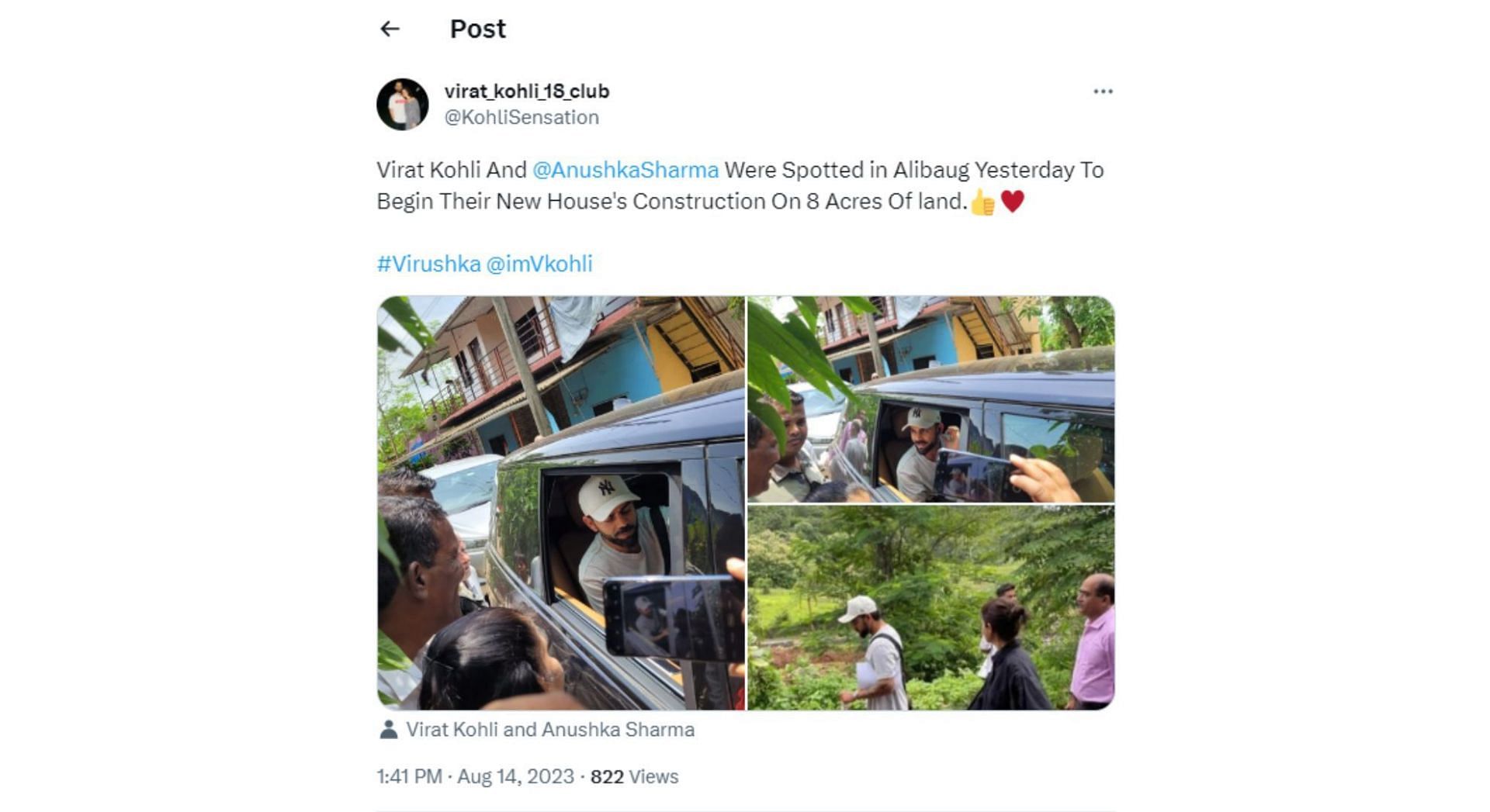 Virat Kohli's pictures shared by an X user